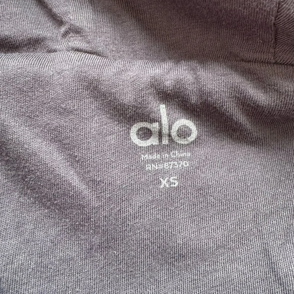 Alo Streetside Quarter Zip Hooded Fleece Jacket Navy Blue XS